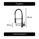 Monocomando Cocina Palito Extensible Negro- Cagliari
